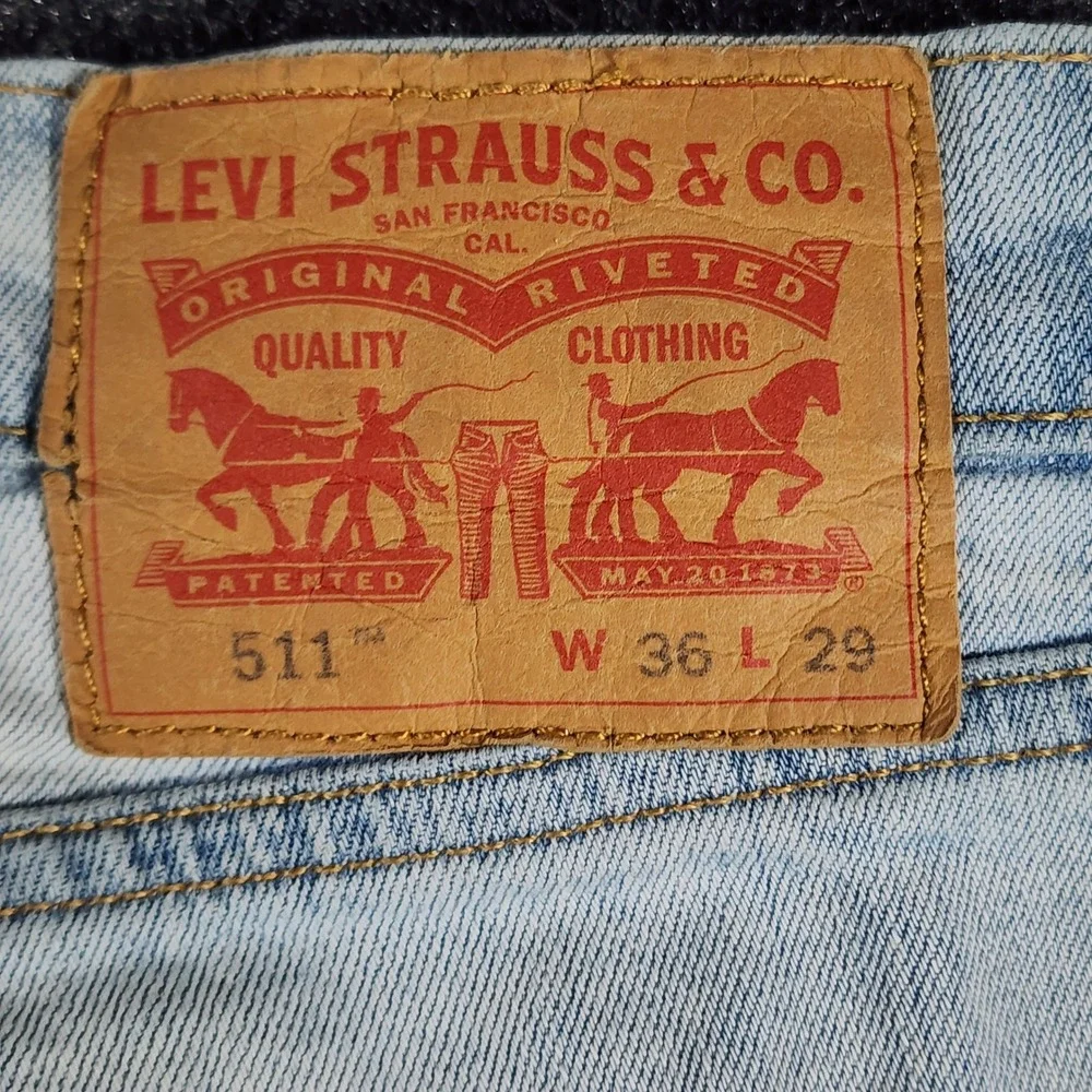 Levi's 511 Slim Fit Jeans Mens 36x29 Fit 35x27.5 Light Wash Denim Stretch